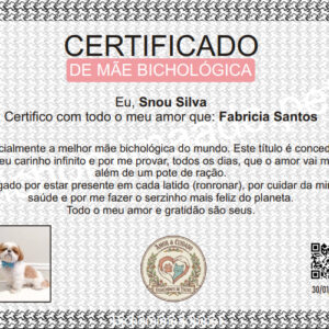 🐾 Certificado de Mãe Bichológica – O Laço que o Coração Criou ( Download PDF Gratuito )